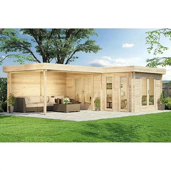 Carlsson Holz-Gartenhaus Quinta Flachdach Unbehandelt 680 cm x 467 cm günstig online kaufen