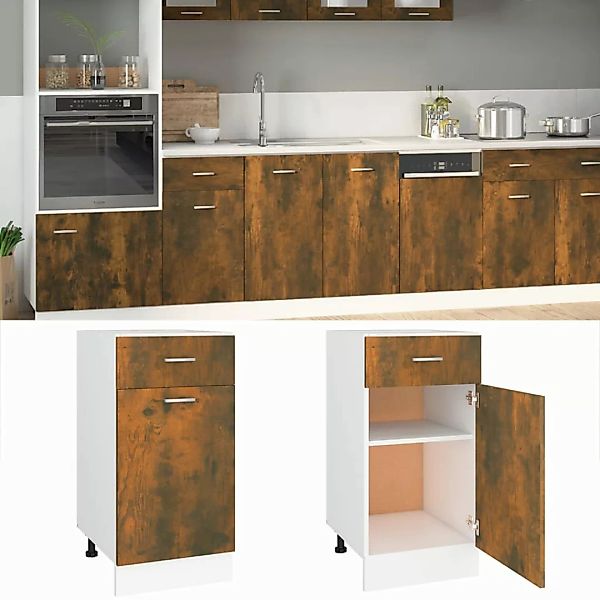 vidaXL Unterschrank Unterschrank mit Schublade Räuchereiche 40x46x81,5 cm günstig online kaufen