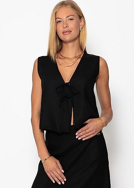 SASSYCLASSY T-Shirt Leinen Top Damen mit Schleifenverschluss Trägertop aus günstig online kaufen