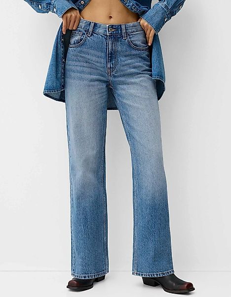 Bershka Wide Leg 90'S Jeans Damen 40 Ausgewaschenes Blau günstig online kaufen