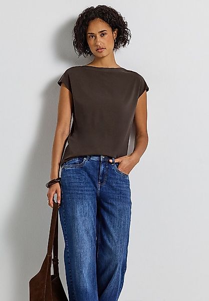 STREET ONE T-Shirt U-Boot Shirt mit Rippdetail günstig online kaufen