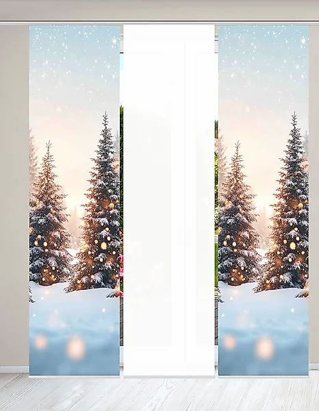 HOME WOHNIDEEN Schiebegardine »SCHNEETANNEN« Paneelwagen 3 Stk. tlg. SET, S günstig online kaufen