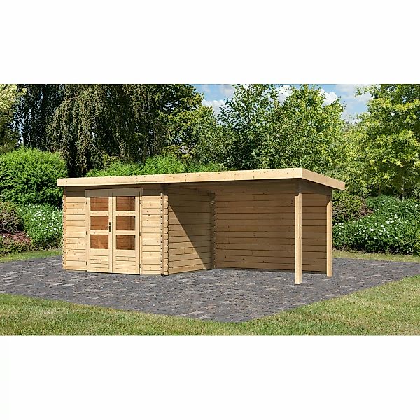 Karibu Holz-Gartenhaus Ängelholm Natur Pultdach Unbehandelt 280 cm x 220 cm günstig online kaufen