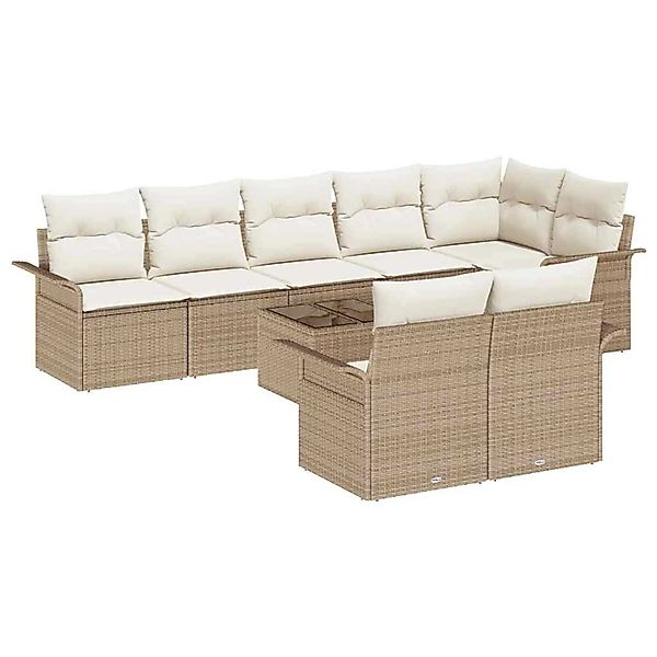 vidaXL 9-Teiliges Gartensofaset mit Kissen in Braun aus Poly Rattan 3354090 günstig online kaufen