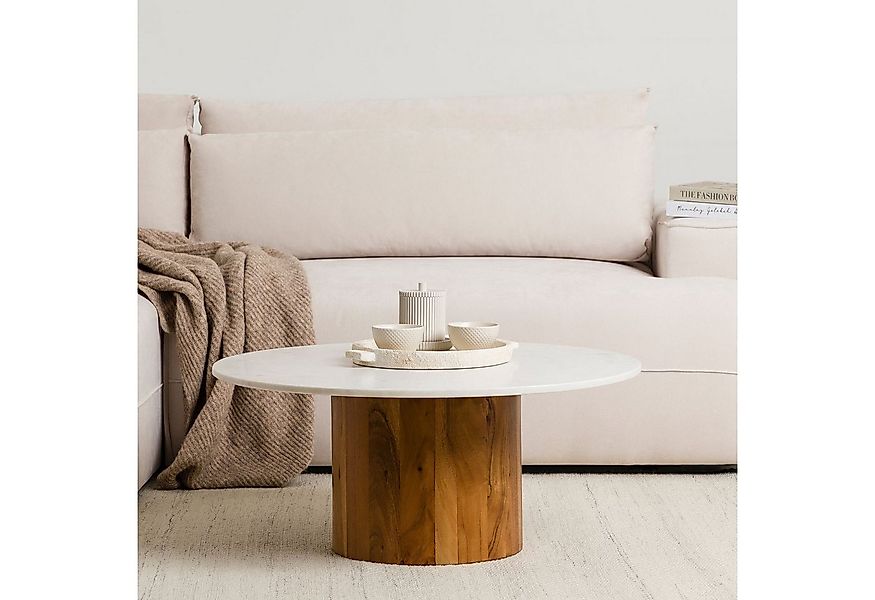 IDIMEX Couchtisch GANGA, Wohnzimmertisch rund 80 cm, mit Marmorplatte und A günstig online kaufen