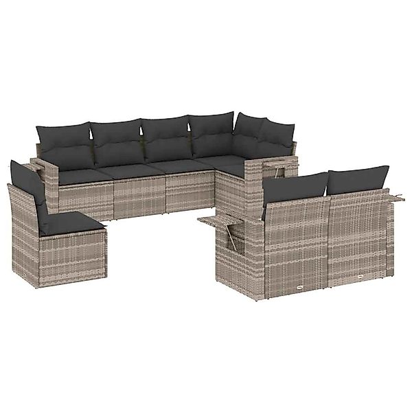 vidaXL 8-Tlg Garten-Sofagarnitur mit Kissen Hellgrau Poly Rattan 3252779 günstig online kaufen