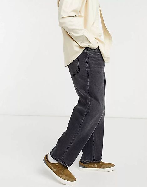 Bershka – Jeans in Schwarz mit weitem Bein-Blau günstig online kaufen