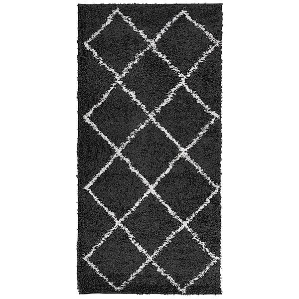 vidaXL Teppich Shaggy Hochflor Modern Schwarz Und Creme 100x200 Cm 1955849 günstig online kaufen