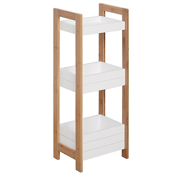 HOMCOM Badregal Korbregal aus Bambus Standregal Badezimmer Regal 3 Staufäch günstig online kaufen