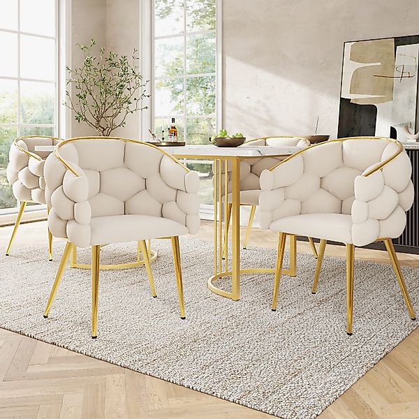 OKWISH Esstisch Moderne Esstisch,mit Marmoroptik,Esszimmer-Set (5-teiliges günstig online kaufen
