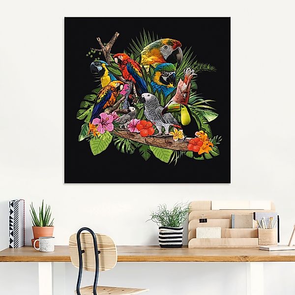 Artland Glasbild "Papageien Graupapagei Kakadu Dschungel", Vögel, (1 St.), günstig online kaufen