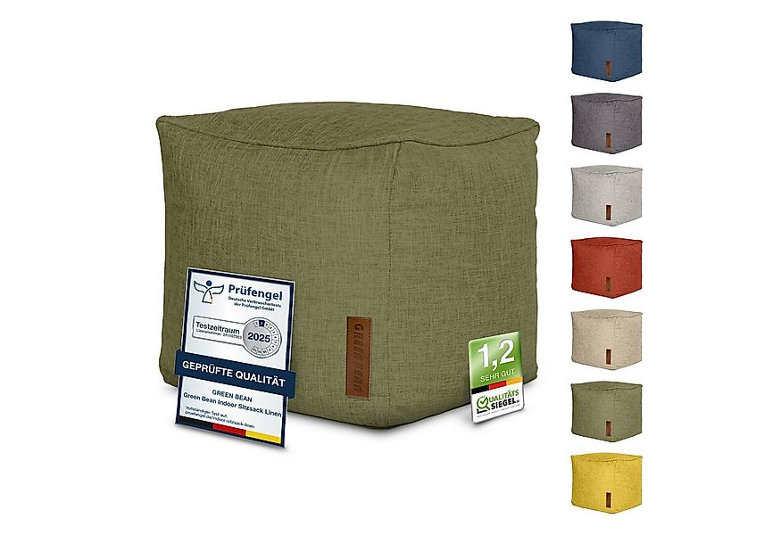 Green Bean Pouf Cube Linen (Indoor Sitzhocker Sitzkissen Fußhocker Relax-Se günstig online kaufen