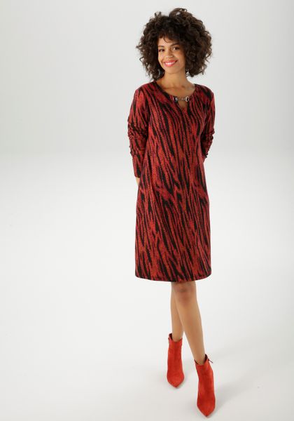 Aniston CASUAL Jerseykleid mit dekorativem Schmuckelement am Ausschnitt - N günstig online kaufen