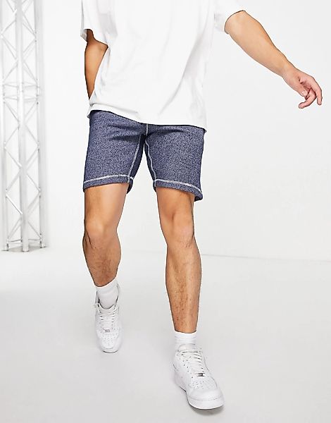 Le Breve – Jersey-Shorts in meliertem Marineblau, Kombiteil günstig online kaufen