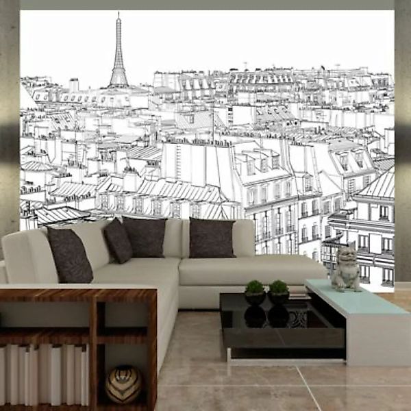 artgeist Fototapete Skizzenbuch eines Parisers schwarz/weiß Gr. 300 x 231 günstig online kaufen