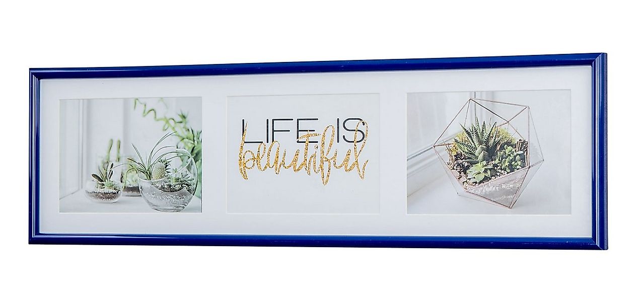Levandeo® Bilderrahmen Collage, Galerierahmen 3 Fotos 13x18 Passepartout Bl günstig online kaufen