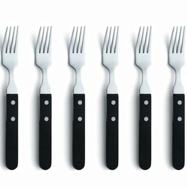 Amefa 6-tlg. Steakgabel-Set Silbern und Schwarz Tischgabel mehrfarbig günstig online kaufen