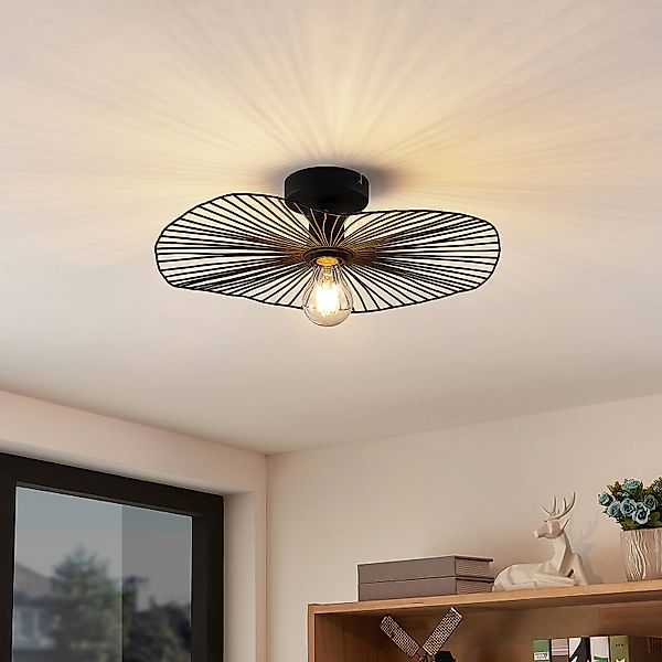 Lindby Deckenleuchte Ruota, schwarz, Metall, Ø 40 cm, E27 günstig online kaufen