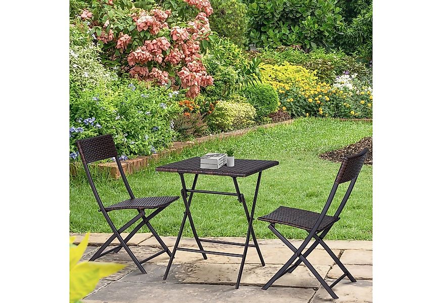 Outsunny Gartenlounge-Set mit 2 Stühle, Tisch, (Outdoor Balkonmöbel für 2 P günstig online kaufen