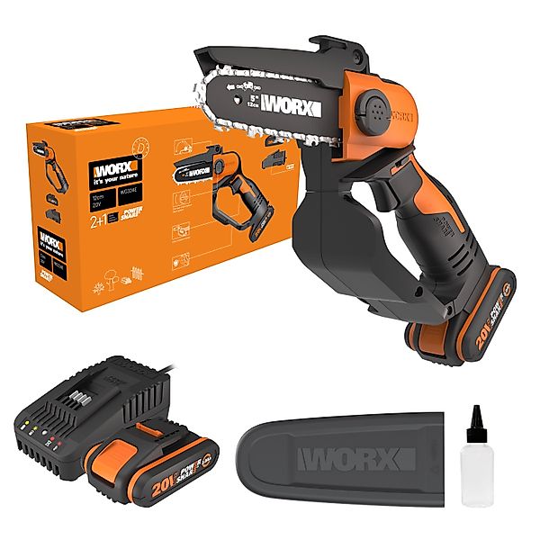 Worx Akku-Kettensäge 20V Akku Einhand Ketten- u. Astsäge, 12cm, 12,00 cm Sc günstig online kaufen