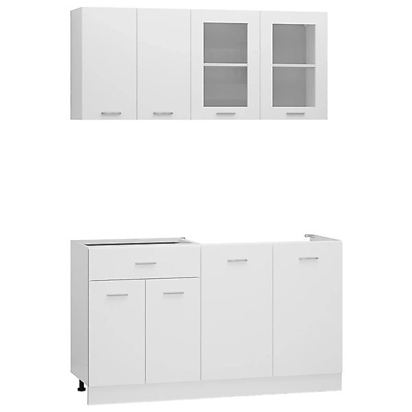 vidaXL Küchenzeile, 4-tlg. Küchenzeile Weiß Holzwerkstoff günstig online kaufen