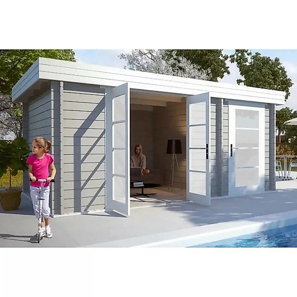 Carlsson Holz-Gartenhaus Modern-E Flachdach Druckimprägniert 450 cm x 292 c günstig online kaufen
