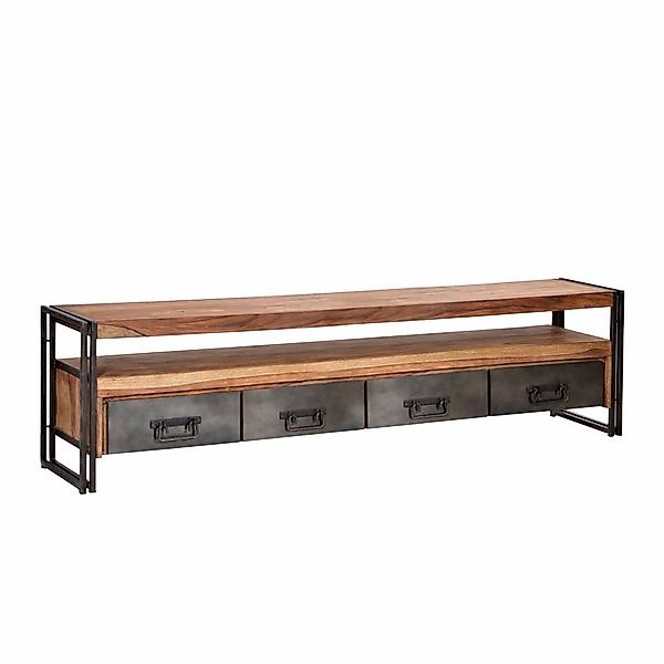 Loft TV Board aus Akazie Massivholz Metall 200 cm breit günstig online kaufen