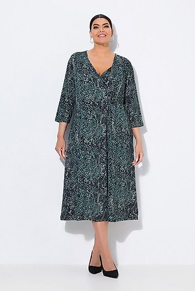 Ulla Popken Jerseykleid Jerseykleid Schlangenmuster V-Ausschnitt 3/4-Arm günstig online kaufen