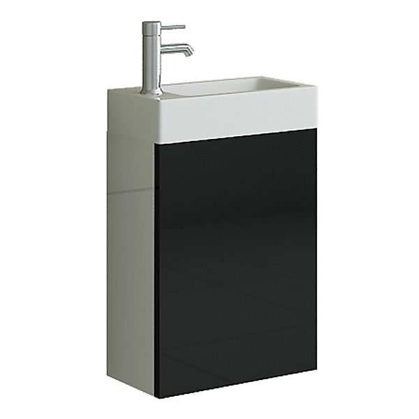 Jet-Line Badmöbel-Set Aarau 40cm Schwarz Hochglanz Waschbecken und Untersch günstig online kaufen