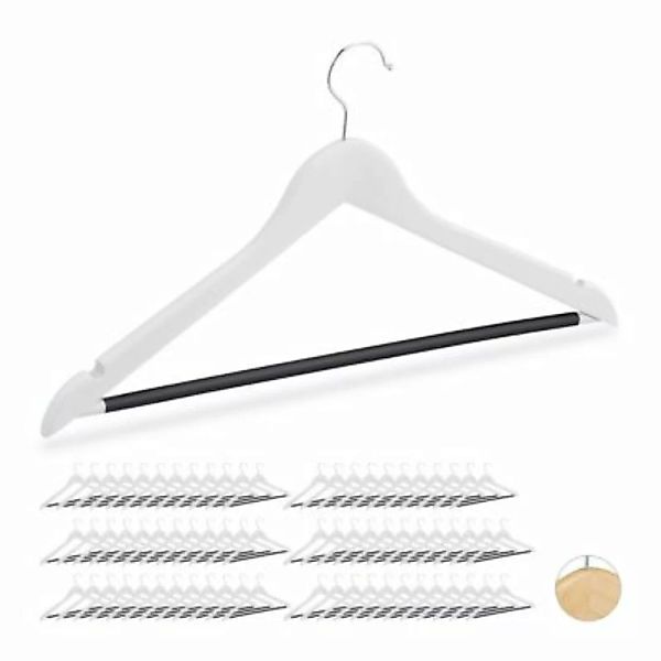 relaxdays 72 x Kleiderbügel aus Holz weiß günstig online kaufen