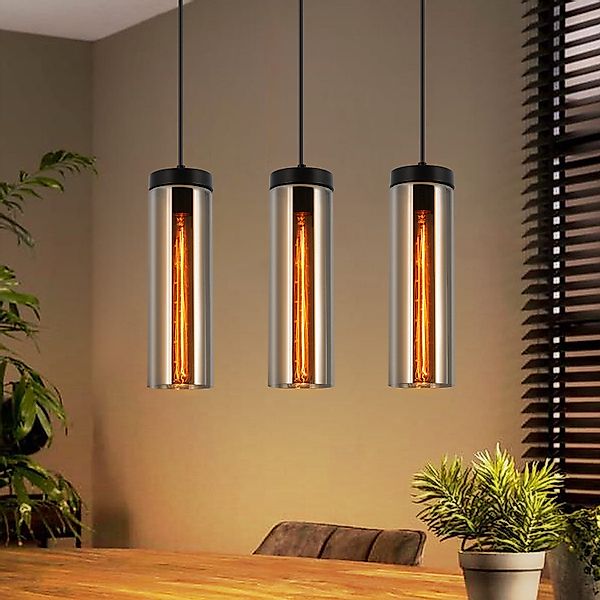 Nettlife Pendelleuchte Esstisch Mattschwarz Retro Glas günstig online kaufen
