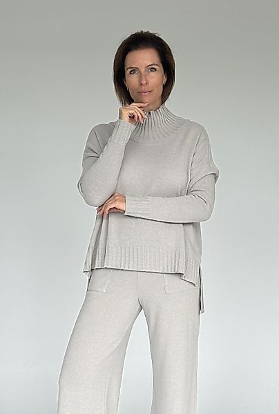 Zuckerwatte Stehkragenpullover bequem geschnitten, Merinowolle mit günstig online kaufen