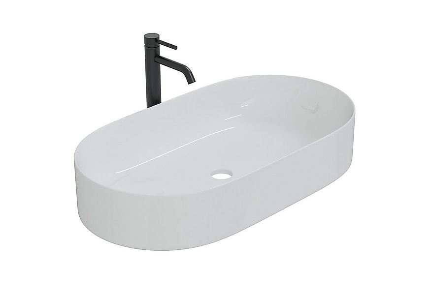 HAGO Aufsatzwaschbecken Keramik 60x38cm oval weiß schmaler Rand kratzfest W günstig online kaufen