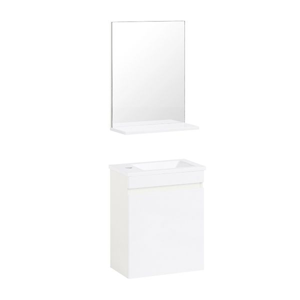 SoBuy Waschbeckenunterschrank mit Wandspiegel Badmöbel Set Weiß BZR170-SET günstig online kaufen