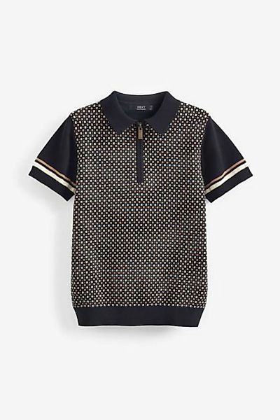 Next Poloshirt Kurzärmeliges Strick-Poloshirt mit Geo-Muster (1-tlg) günstig online kaufen