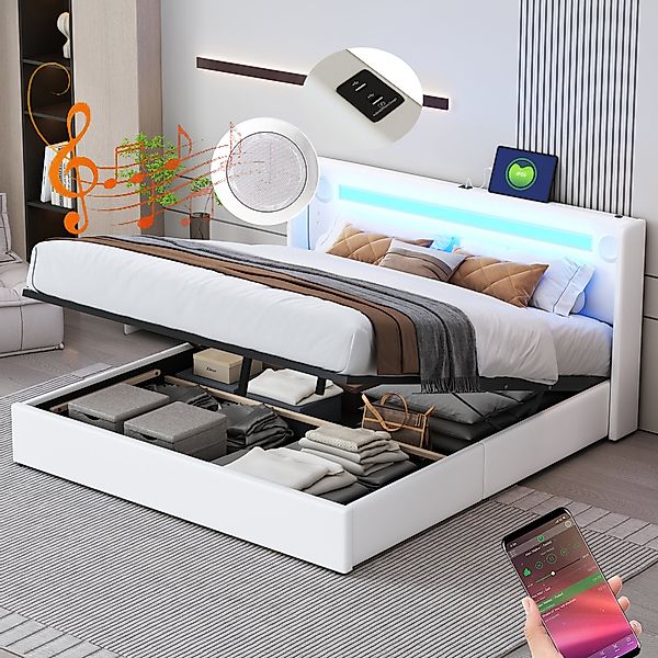 HAUSS SPOLE Polsterbett mit LED-Lichtleiste, Bluetooth-Player günstig online kaufen