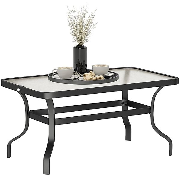 Outsunny Couchtisch Metall Gehärtetes Glas Schwarz 95L x 55B x 46H cm günstig online kaufen