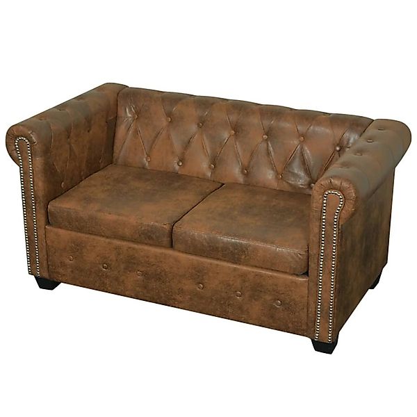 vidaXL Chesterfield-Sofa 2-Sitzer Kunstleder Braun günstig online kaufen