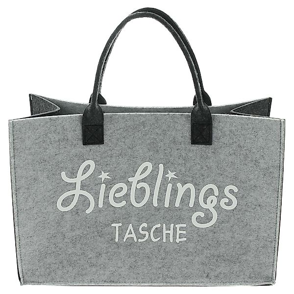 Dekoleidenschaft Shopper "Lieblingstasche" Filz grau, Einkaufstasche günstig online kaufen