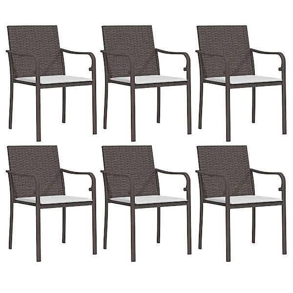 vidaXL Gartenstühle mit Kissen 6 Stk Braun 56x59x84 cm Poly Rattan 3187074 günstig online kaufen