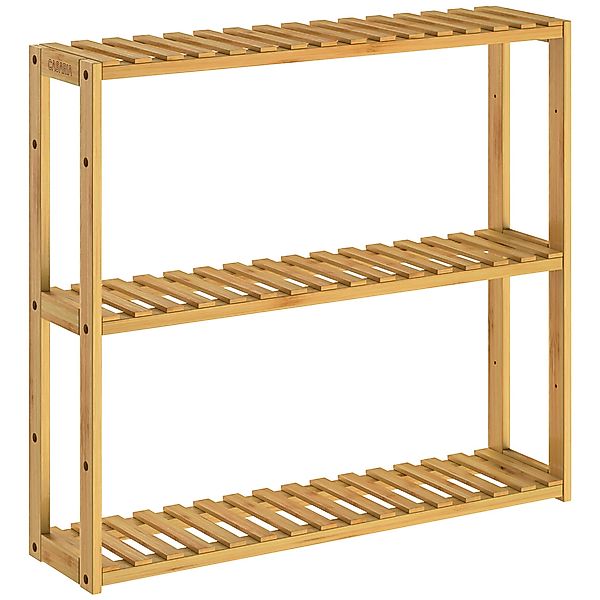 Casaria Badregal, Holz Hängeregal 60x54cm 3 Ablagen Belastbarkeit 30kg Bad günstig online kaufen