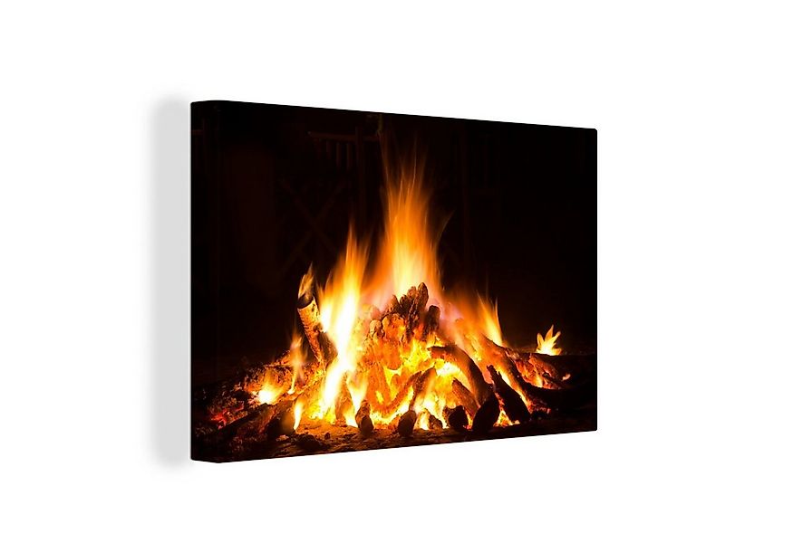 OneMillionCanvasses® Leinwandbild Kamin vor schwarzem Hintergrund, Fotodruc günstig online kaufen