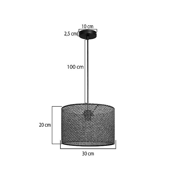 Hängeleuchte Nara, schwarz gemustert, Stoff, Ø 30 cm günstig online kaufen