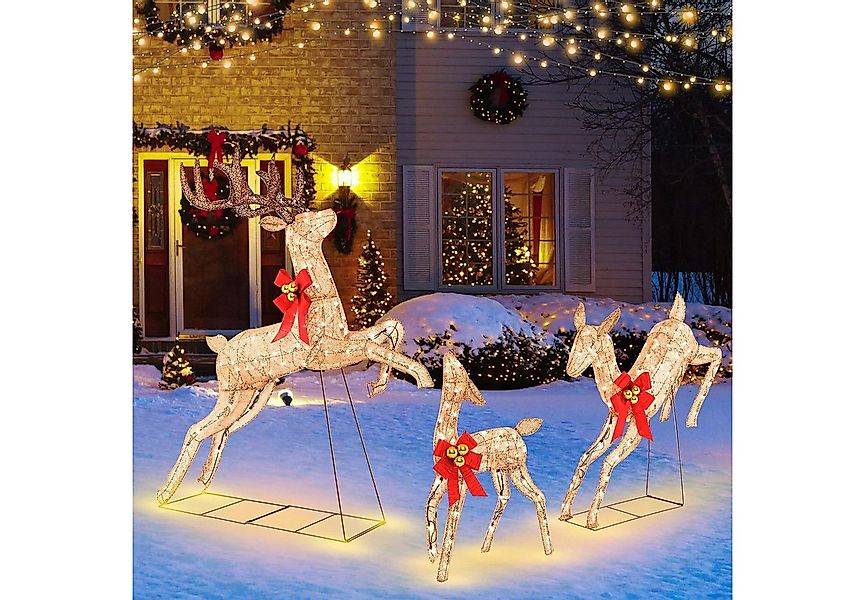 COSTWAY Weihnachtsfigur (3 St), LED Rentier Familie, Weihnachtsdeko, groß günstig online kaufen