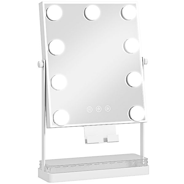 HOMCOM Hollywood Make-up-Spiegel mit Beleuchtung, drehbarer Schminkspiegel günstig online kaufen