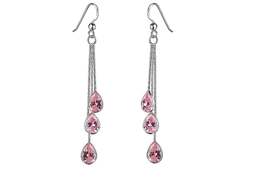 Materia Paar Ohrhänger Damen Tropfen Ohrhänger Zirkonia Rosa SO-277, 925 St günstig online kaufen