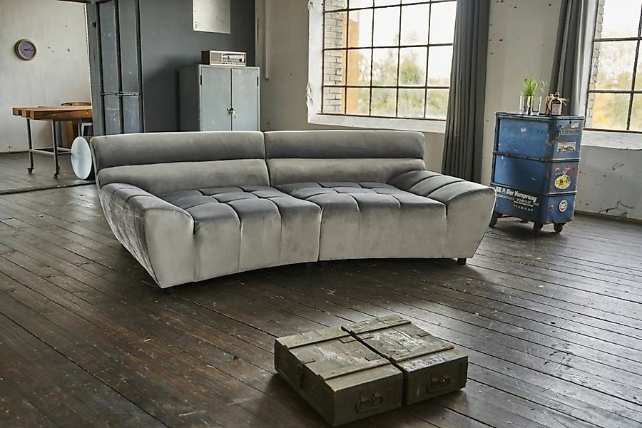 B-Ware KAWOLA Big Sofa NERLA Stoff Velvet Silber günstig online kaufen