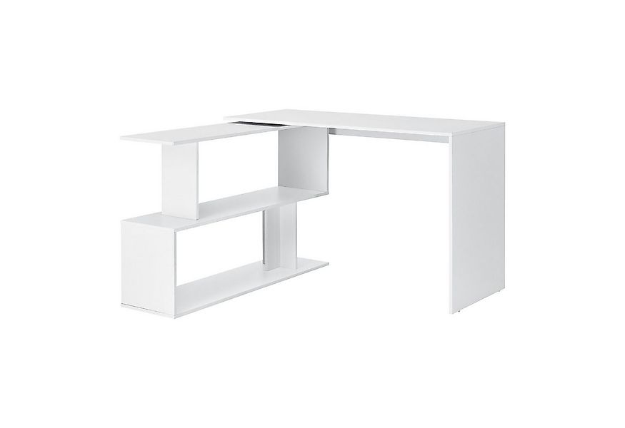 en.casa Eckschreibtisch, »Arendal« Bürotisch Schreibtisch mit Regal weiß günstig online kaufen