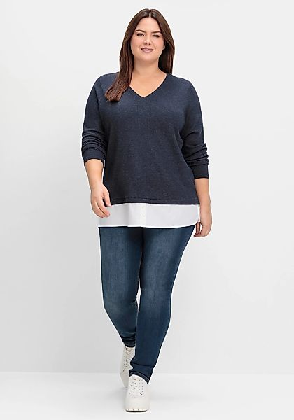 Sheego V-Ausschnitt-Pullover "Strickpullover" günstig online kaufen