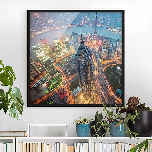 Bild mit Rahmen Architektur & Skyline - Quadrat Shanghai günstig online kaufen